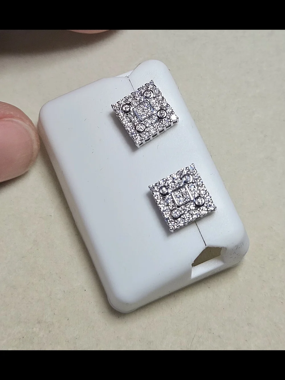 New Moissanite Square Iced Out Screw Back Stud Earrings 925
